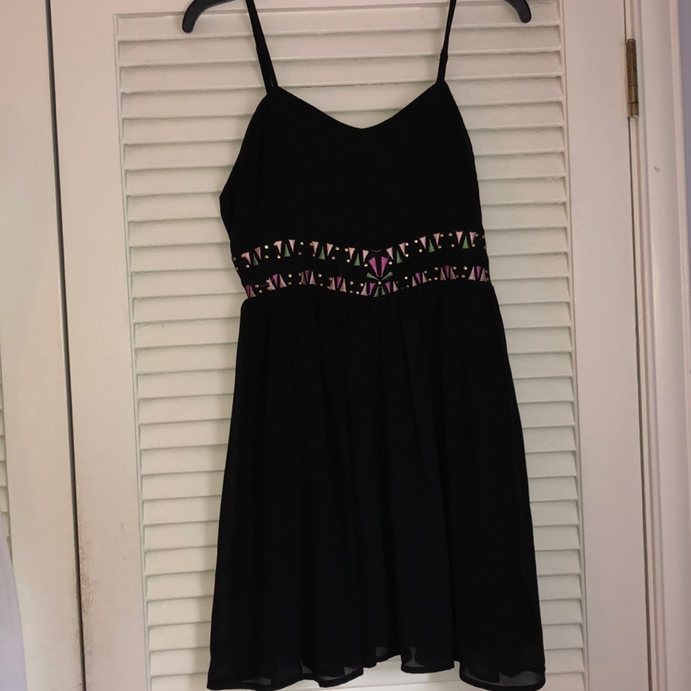 Skater dress with embroidered waist line